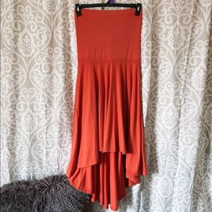 Poof Rust orange strapless dress